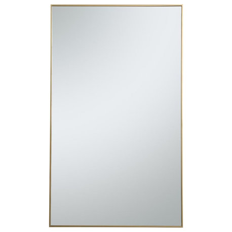 Elegant Decor Eternity 60" x 36" Contemporary Metal Frame Mirror in Brass