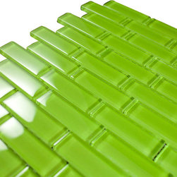 1x3 Grass Green Glossy Subway Glass Mosaic Tiles - Home Accessories & Decor