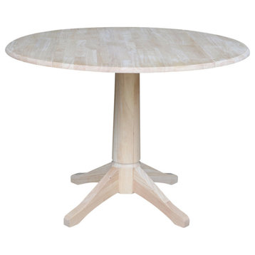 42" Round dual drop Leaf Pedestal Table - 30.3 "H, Unfinished