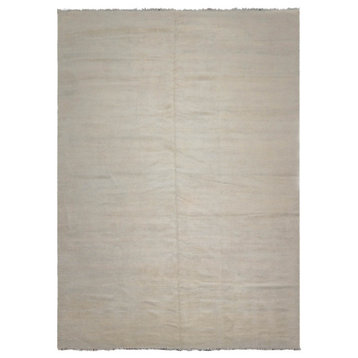 10'2''x14'04" Hand Knotted Wool and Bamboo Silk Area Rug Beige