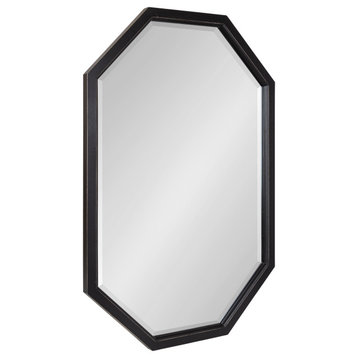Hogan Framed Octagon Wall Mirror, Black, 24x36