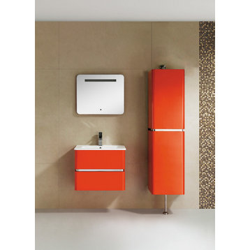 Fine Fixtures Sundance Collection Vanity With Cabinet, Red High Gloss, 24"