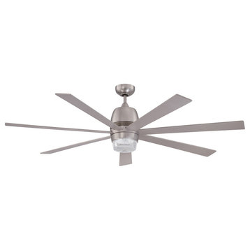 Sixty-Seven 60" Architectural Bronze Ceiling Fan, Satin Nickel