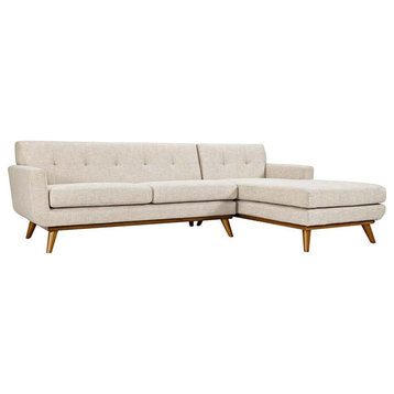 Modway Engage Right-Facing Upholstered Fabric Sectional Sofa in Beige