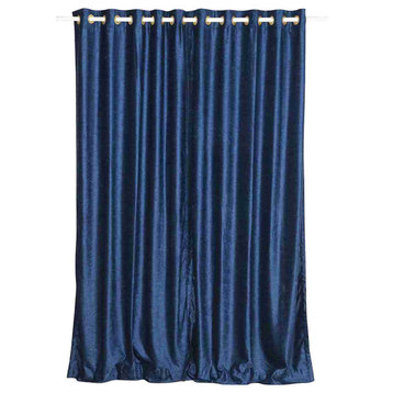 Lined-Navy Blue Ring / Grommet Top Velvet Curtain / Drape  -43W x 108L-Piece