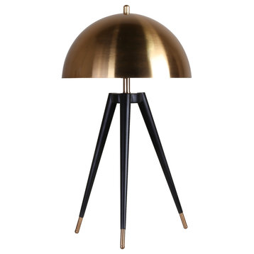 Black Frame With Gold Metal Shade and Hardware Table Lamp