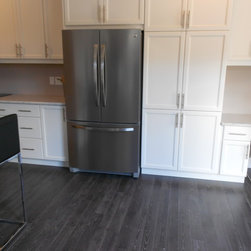 White & Grey Kitchen - Hardwood Flooring