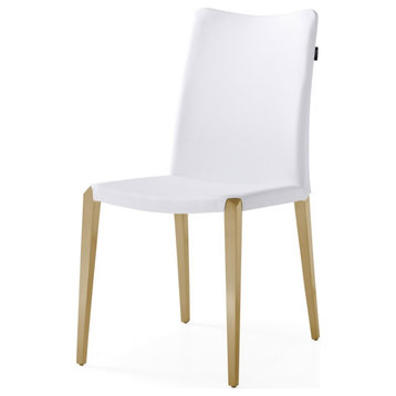 Jordan Modern Dining Chair - White / Brushed Gold