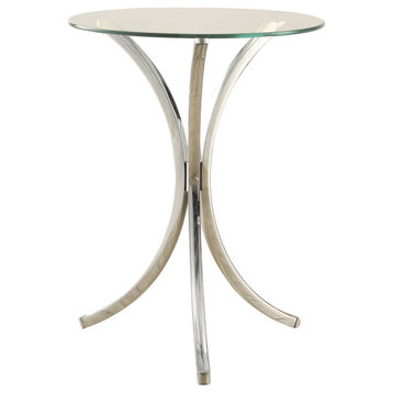 Eloise Round Accent Table With Curved Legs Chrome
