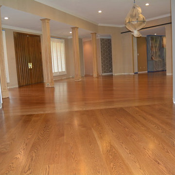 8" White oak wood floors - refinished with English Chesnut stain