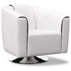 Maxine White Leatherette Swivel Lounge Chair