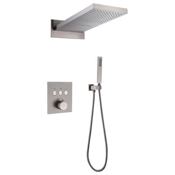RBROHANT Complete Shower System with Rough-in Valve, Brushed Nickel