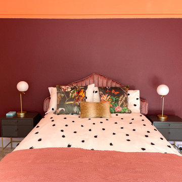 Colour blocking bold bedroom