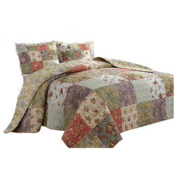 Greenland Blooming Prairie Collection Quilt Set, Full/Queen
