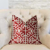 Red Romance Red and Beige Luxury Throw Pillow, 16"x16"