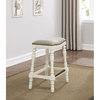 Comfort Pointe Hampton Beige Fabric Saddle Seat White Wood Frame Counter Stool