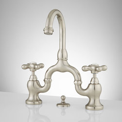 PONTICELLO BRIDGE BATHROOM FAUCET - LARGE CROSS HANDLES - Bathroom Sink Faucets