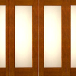 Prehung 2-1/4" Thick Mahogany Double Doors Sidelites Low-E Matte Glass - Front Doors