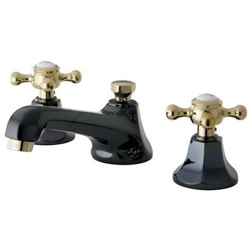 Kingston Widespread Bathroom Faucet w/Pop-Up, Black Stainless Steel/Brass