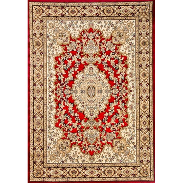 Carved Chenille Area Rug, Red, 5'2"x7'2"