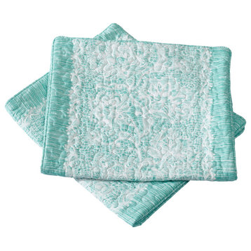 Printed Microfiber Pillow Covers, Set of 2, Emma Teal Aqua