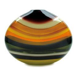 Caleb Siemon Mustard Banded Low Oval Vase - Vases