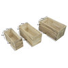 Set Of 3, Wood Rustic Rectangular Boxes Planter, White