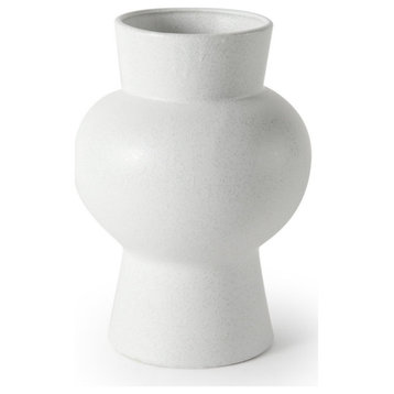 Laforge White Ceramic Vase, 11"