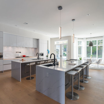 Contemporary White and Grey Kitchen Design in McLean VA