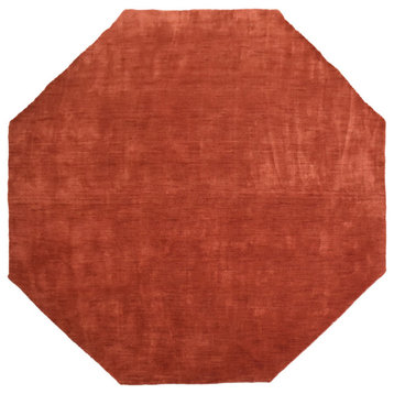 Hand Knotted Loom Wool Area Rug Solid Light Red, [Octagon] 10'x10'