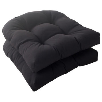 Fresco Wicker Seat Cushion, Set of 2, Black