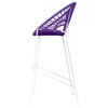 Puerto 26" Handmade Indoor/Outdoor Counter Height Stool With White Frame, Purple Weave