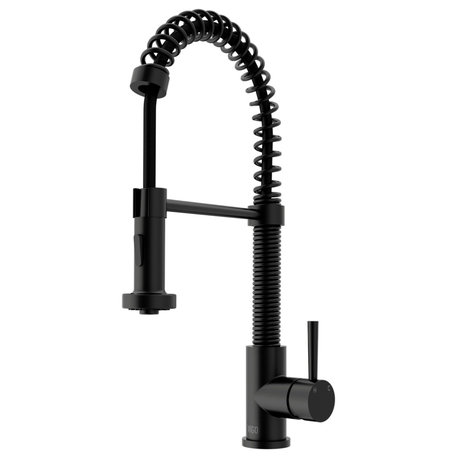 VIGO Edison 19" H Single Handle Pull-Down Sprayer Kitchen Faucet, Matte Black, No Sensor, Without Extras