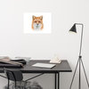 Young Red Fox Face On White Wildlife Nature Photograph Loose Wall Art Print, 18" X 24"