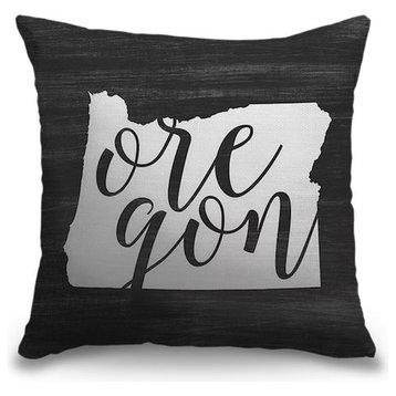 "Home State Typography - Oregon" Outdoor Pillow 18"x18"