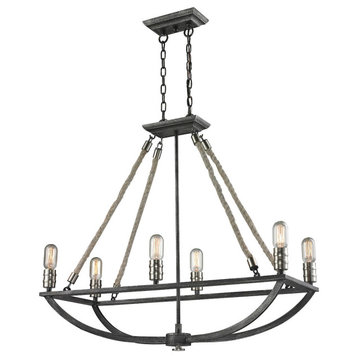 South Bay 6 Light Chandelier, Polished Nickel with Silvered Graphite