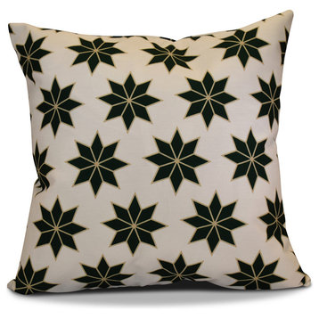 Decorative Outdoor Holiday Pillow Geometric Print, Dark Green, 20"x20"