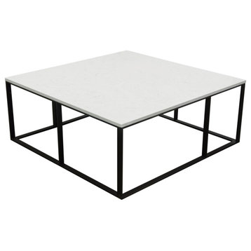 Surface Square Cocktail Table With Metal Base, White