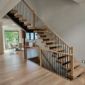 Project #124 | Contemporary Red Oak and Steel Staircase
