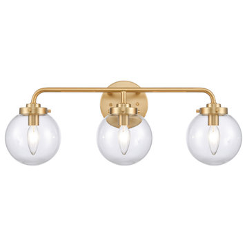 Fairbanks 22.75'' Wide 3-Light Vanity Light Brushed Gold and Clear