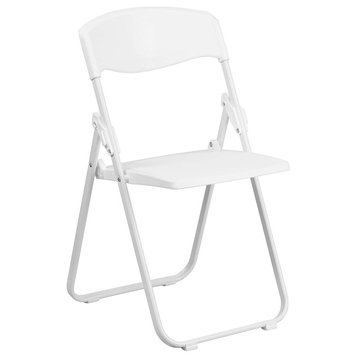 Plastic Folding Chair with Built-in Ganging Brackets, White