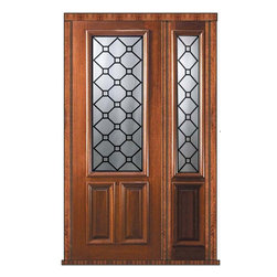 Pre-hung Side light Door 96 Wood Mahogany Casablanca 2/3 Lite Glass - Front Doors