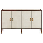 Currey & Company - Currey and Company 3000-0142 Evie Shagreen Credenza - The Evie Shagreen Credenza is made of mahogany in dark walnut finish.The wood-framed panels and drawers covered in ivory faux shagreen are accented with brass door pulls. This ivory credenza was inspired by vintage shagreen furniture from the 1920s.