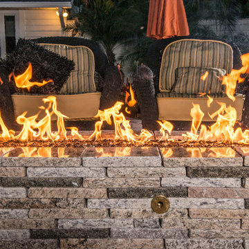77" Linear Granite Fire Feature* Close Up