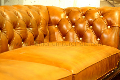 TEAK WOOD CHESTERFIELD SOFA