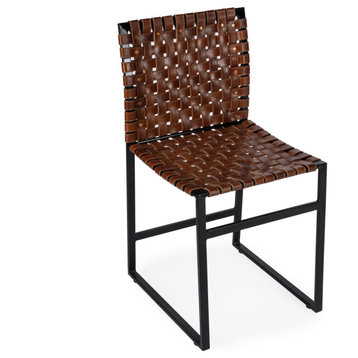 Urban Woven Leather Side Chair, Brown