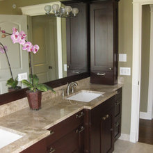 Dark bath vanity & tops