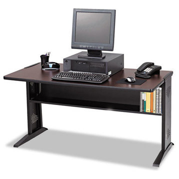 Safco 48" Reversible Top Wood Computer Desk Credenza in Mahogany and Oak