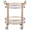 27" X 19" X 34" Clear Glass And Rose Gold Serving Cart