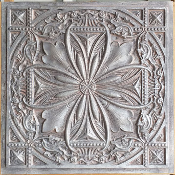 Milan Faux Tin Ceiling Tile - 24 in x 24 in, Pack of 10, #DCT 10, Weathered Iron